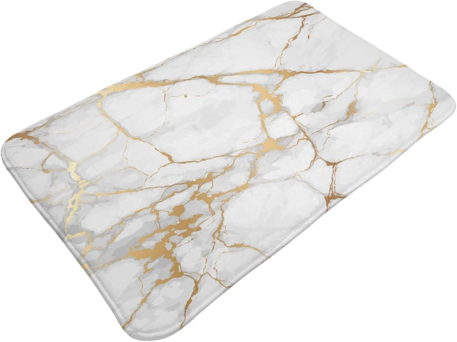 Premium Marble Bath Mat WhiteGrey - Soft Non-Slip and Quick Absorption