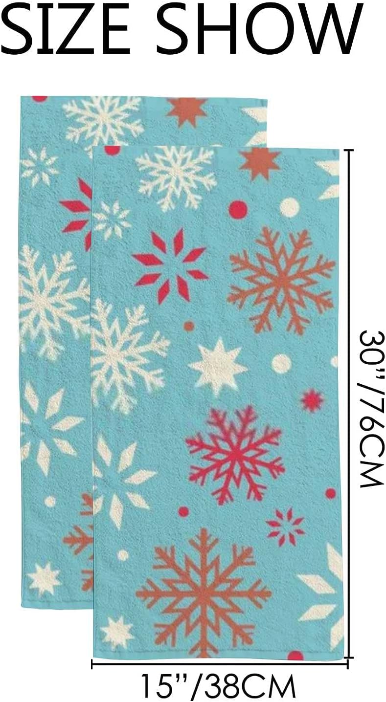 Rashu Ultra Soft Bath Towels Set Snowflakes Design 30x15in