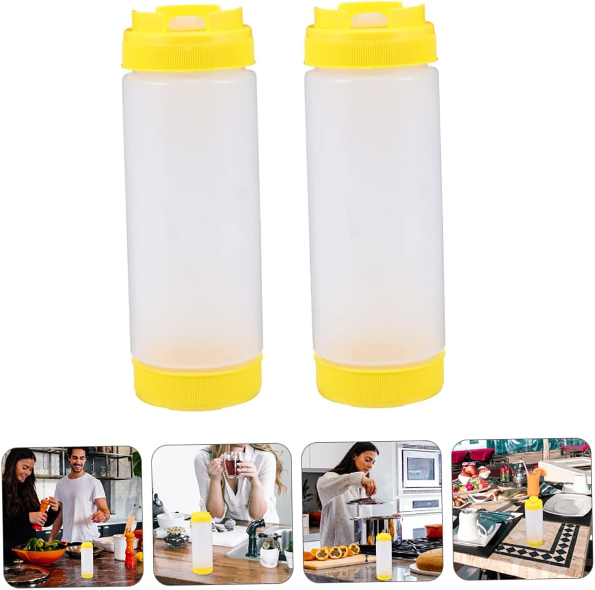 Cabilock Dual-Head Sauce Bottles - Portion Control No-Spill