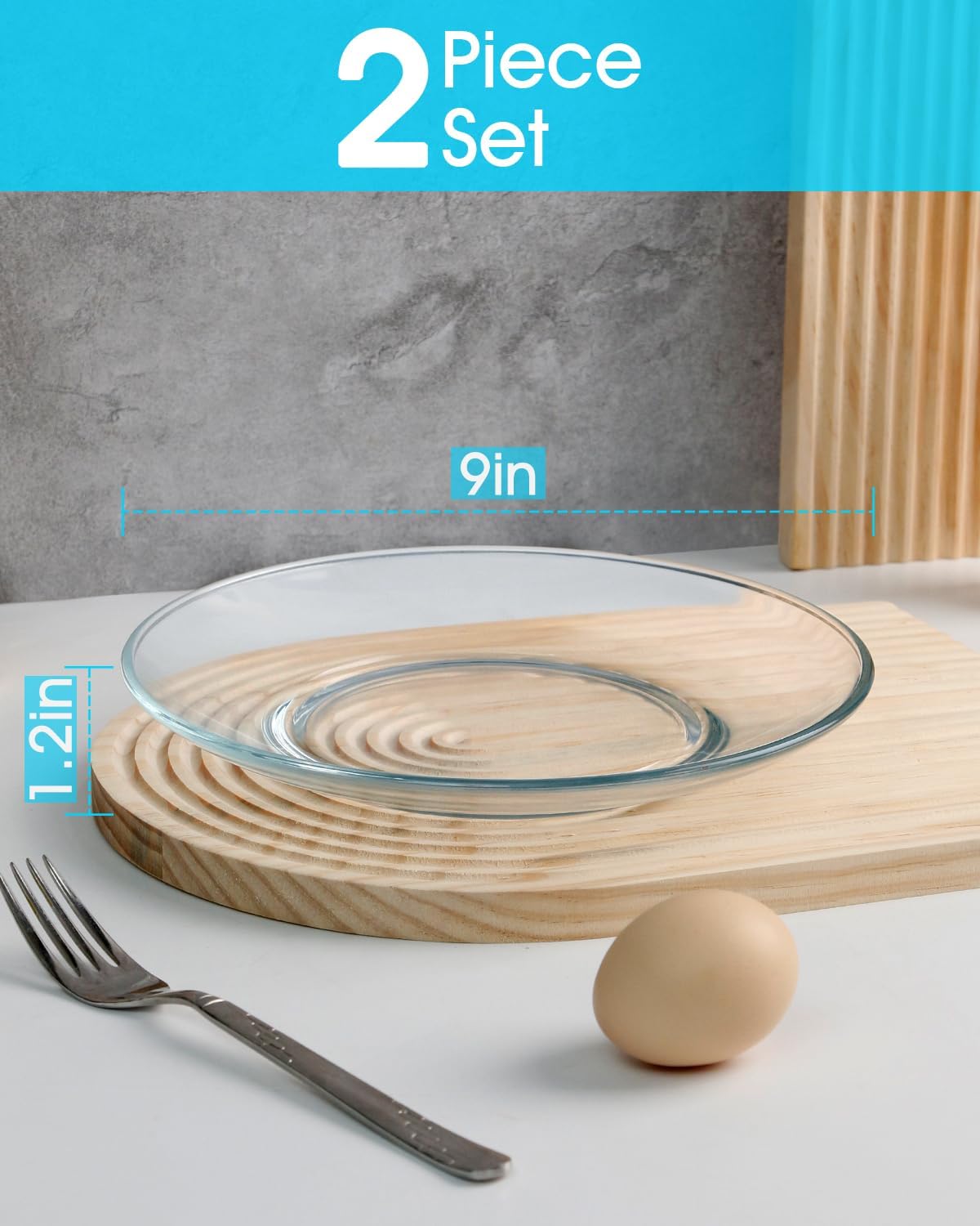 Perfect pair of 9-inch round tempered glass plates