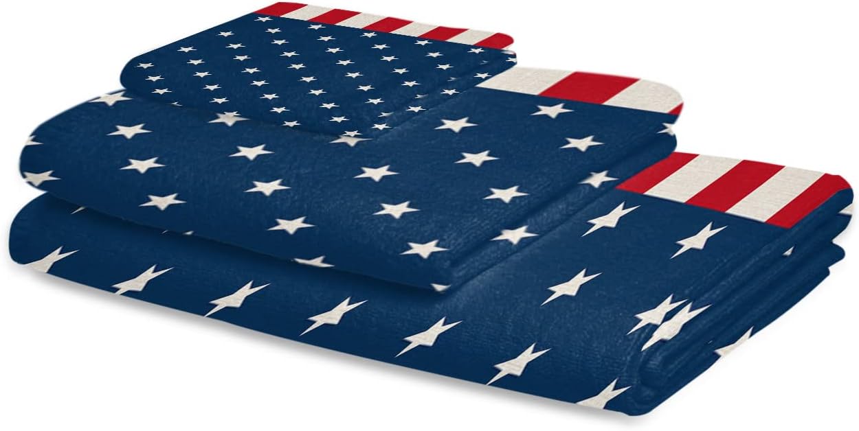 Sevenbabu American Flag Bath Towels Set