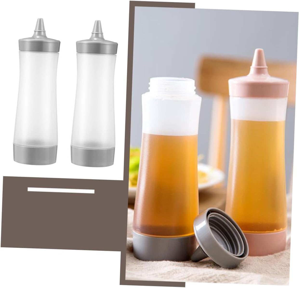 Sleek Set of 2 Condiment Squeeze Bottles