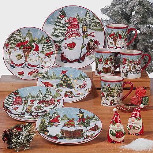 Glowing Christmas Gnomes Dinner Plate Set