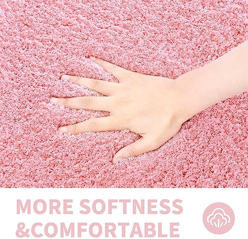 CozeCube Pink Bathroom Rug 24 x 16 Non-Slip Washable Soft