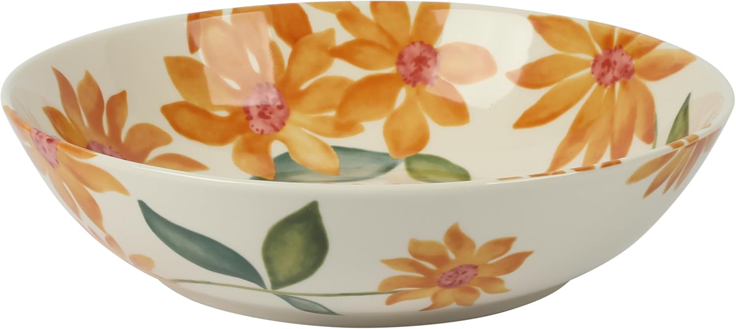 Bloomhouse Two-Piece Stoneware Floral Serving Set