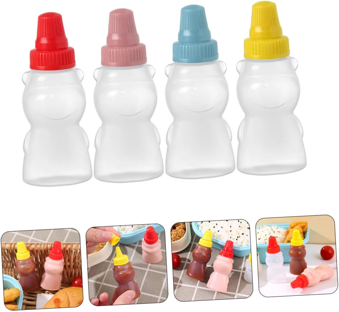 Mini Bear Ketchup Bottles Set of 8