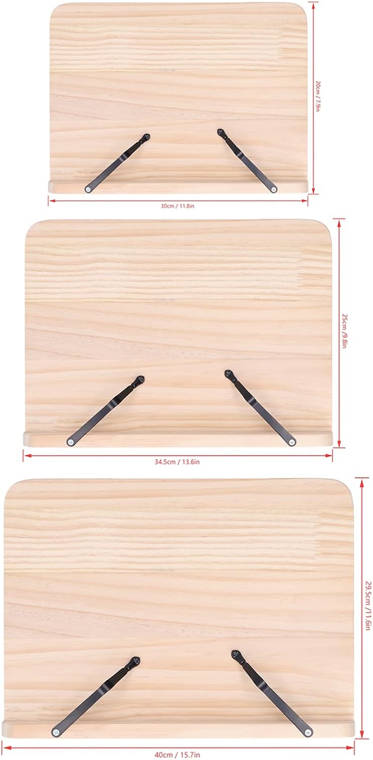 Adjustable Wood Book Stand for Tablets Cookbooks and More
