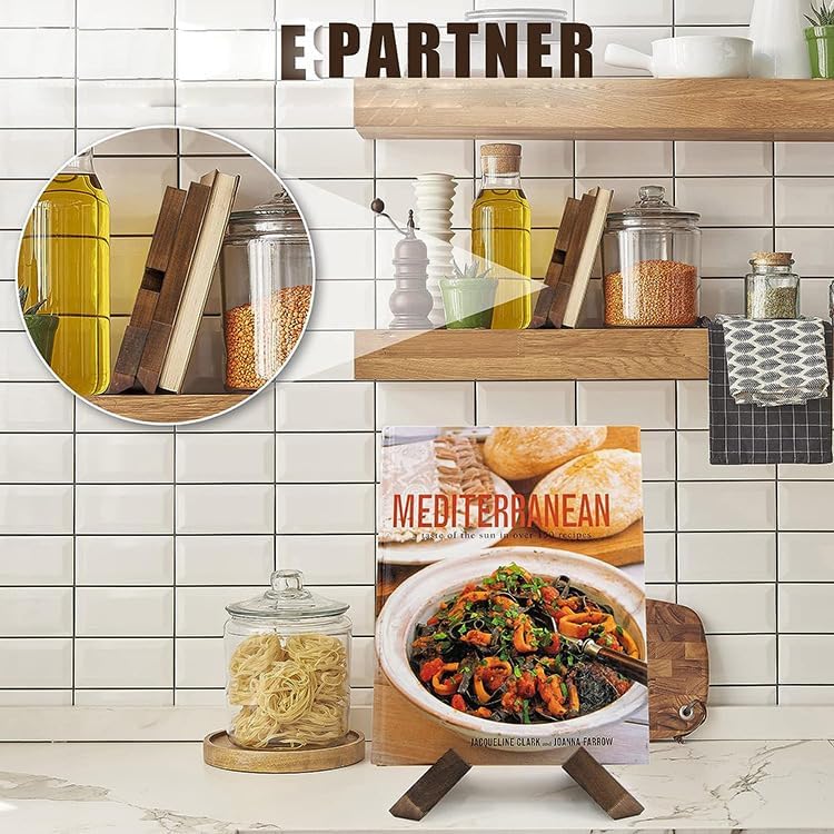 Elegant Distressed Wood Cookbook Stand for the Kitchen Counter
