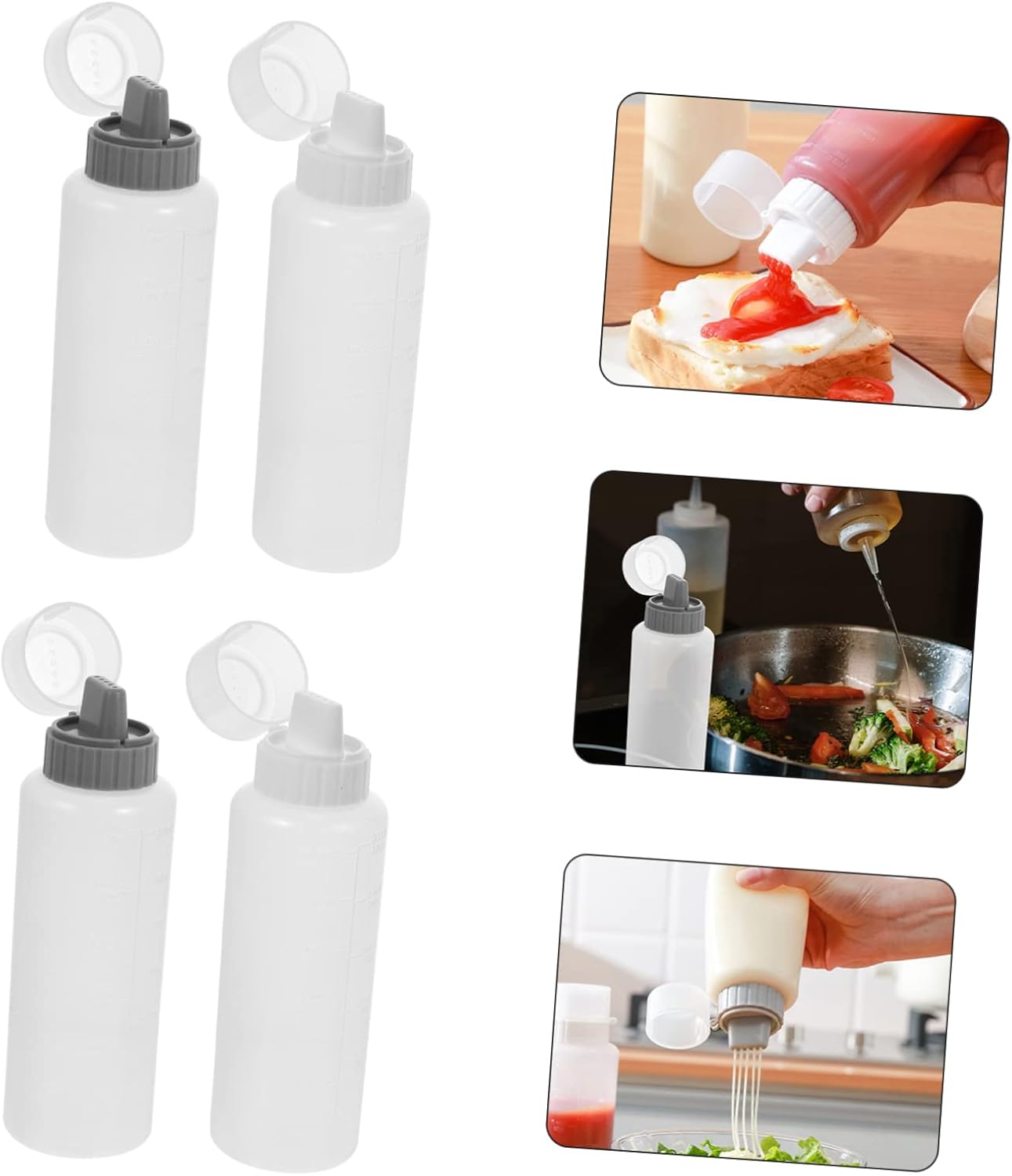 Safe Leak-Proof Squeeze Bottles for Dressing Sauce 350ml x4
