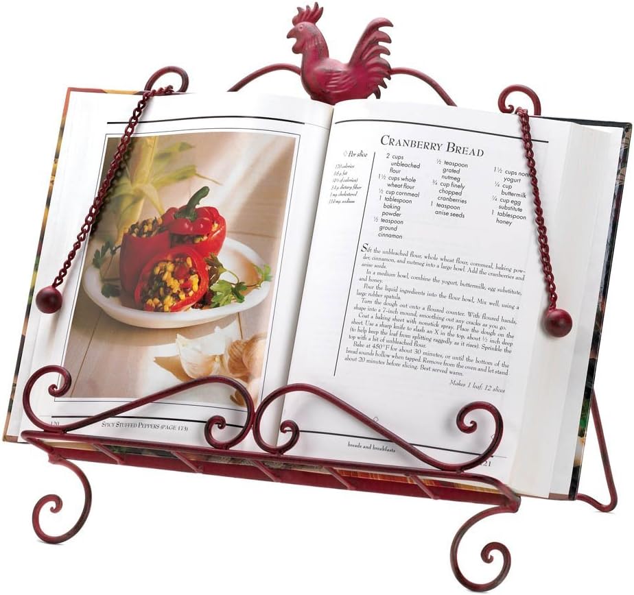 Natural Wood Rooster Cookbook Stand