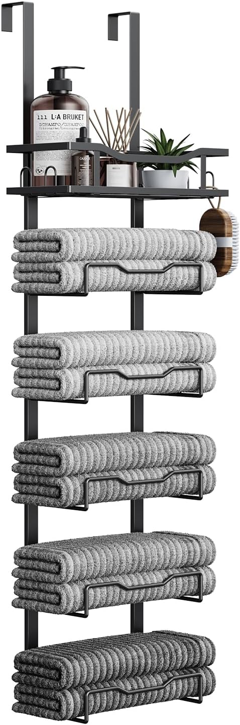 Aetyord No-Drill Bath Towel Rack - Black