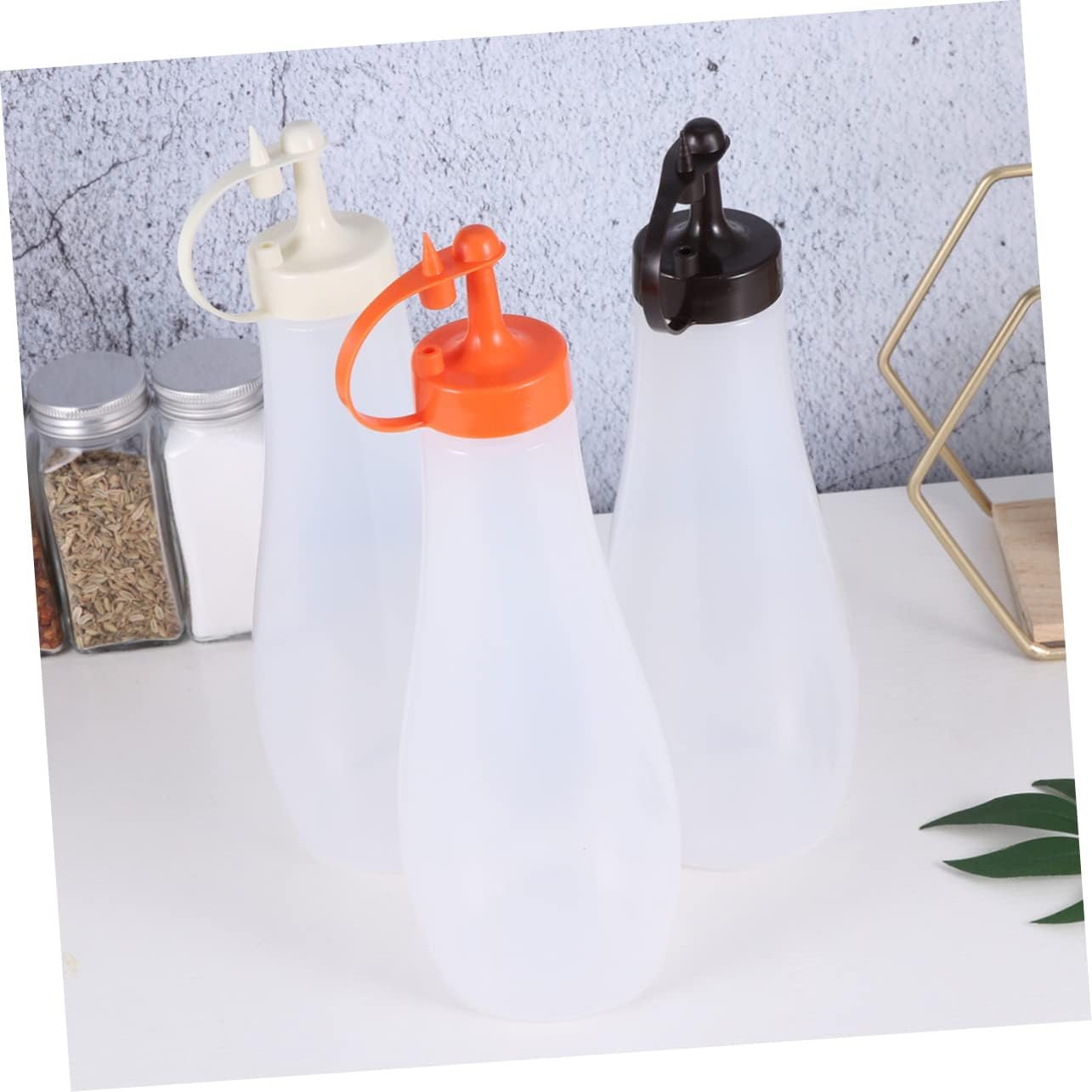 Cabilock 3-Pack Salad Dressing Squeeze Bottles Orange Kitchen Essentials