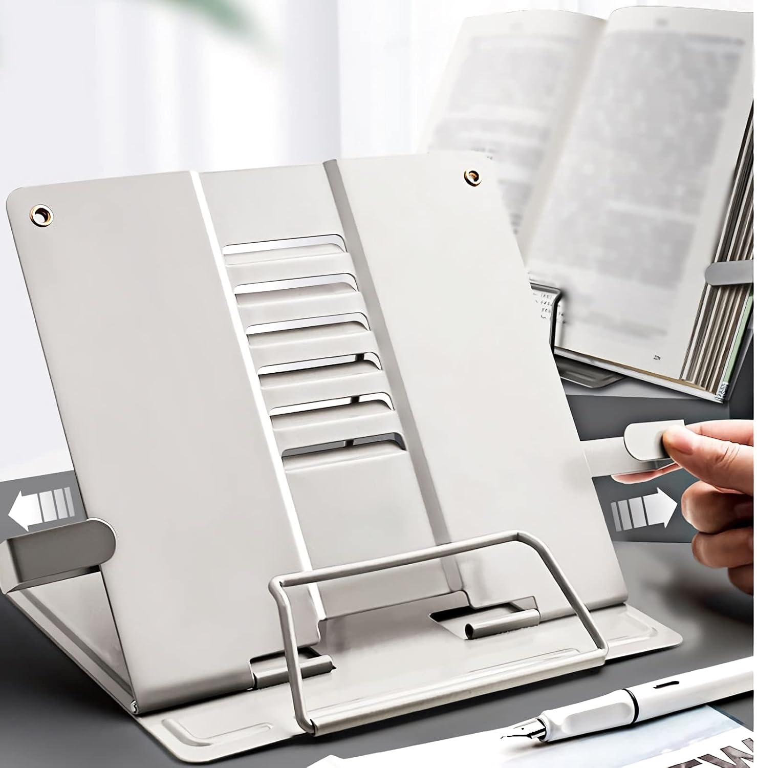 Adjustable Metal Book Stand for Reading Cooking
