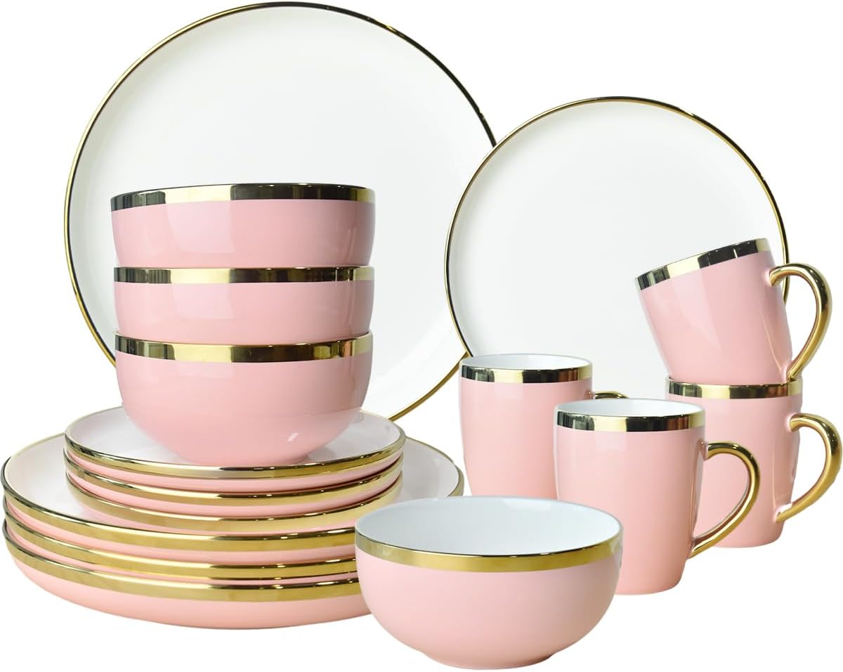 Stunning Gold Rim Dinnerware Set for 4