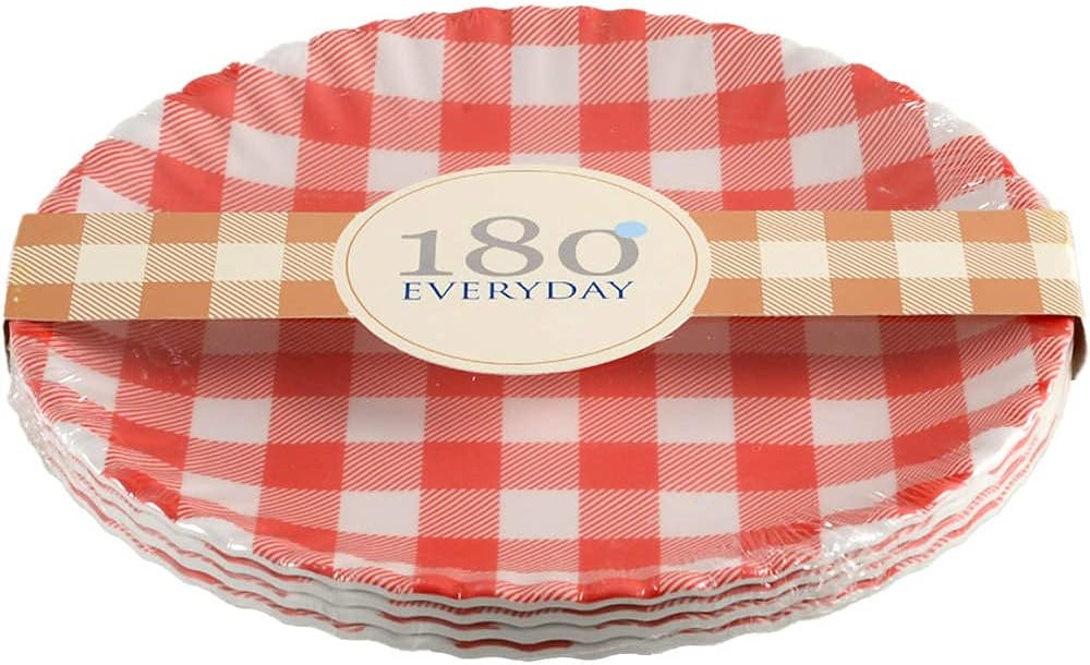 Melamine Red White Gingham Picnic Plates Set of 4