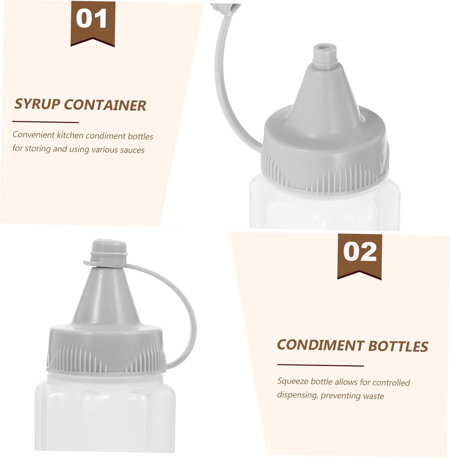 SECFOU Professional Squeeze Condiment Bottles 4-Pack Gray Easy to Use and Durable