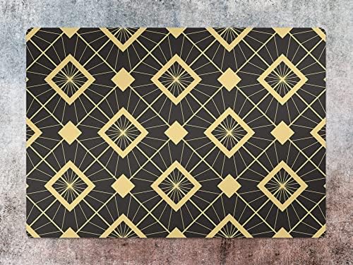 Abstract Art Deco Bath Mat Gold Brown 24 x 16 Inch