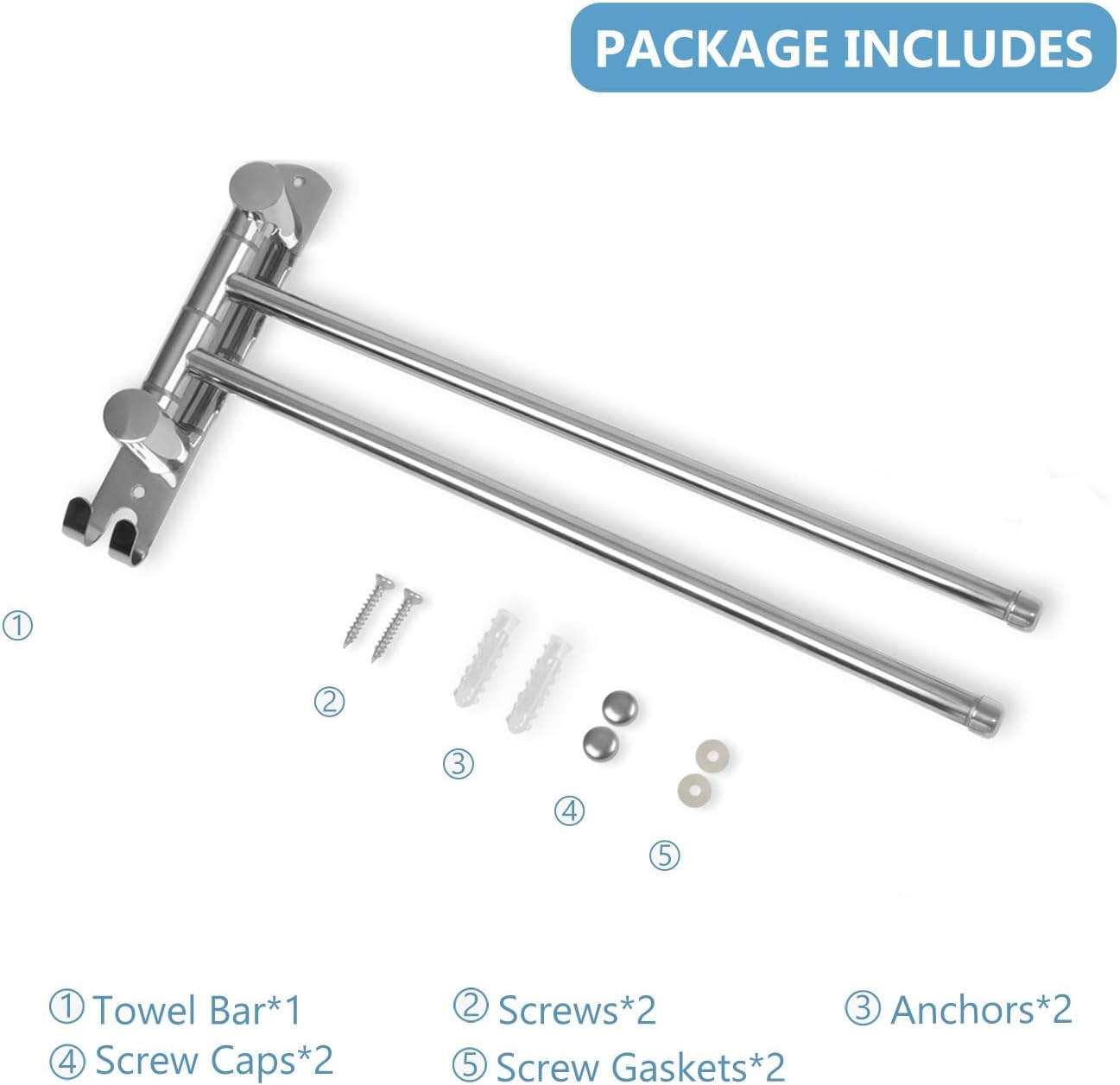 Adjustable Towel Rack JSVER Stainless Steel