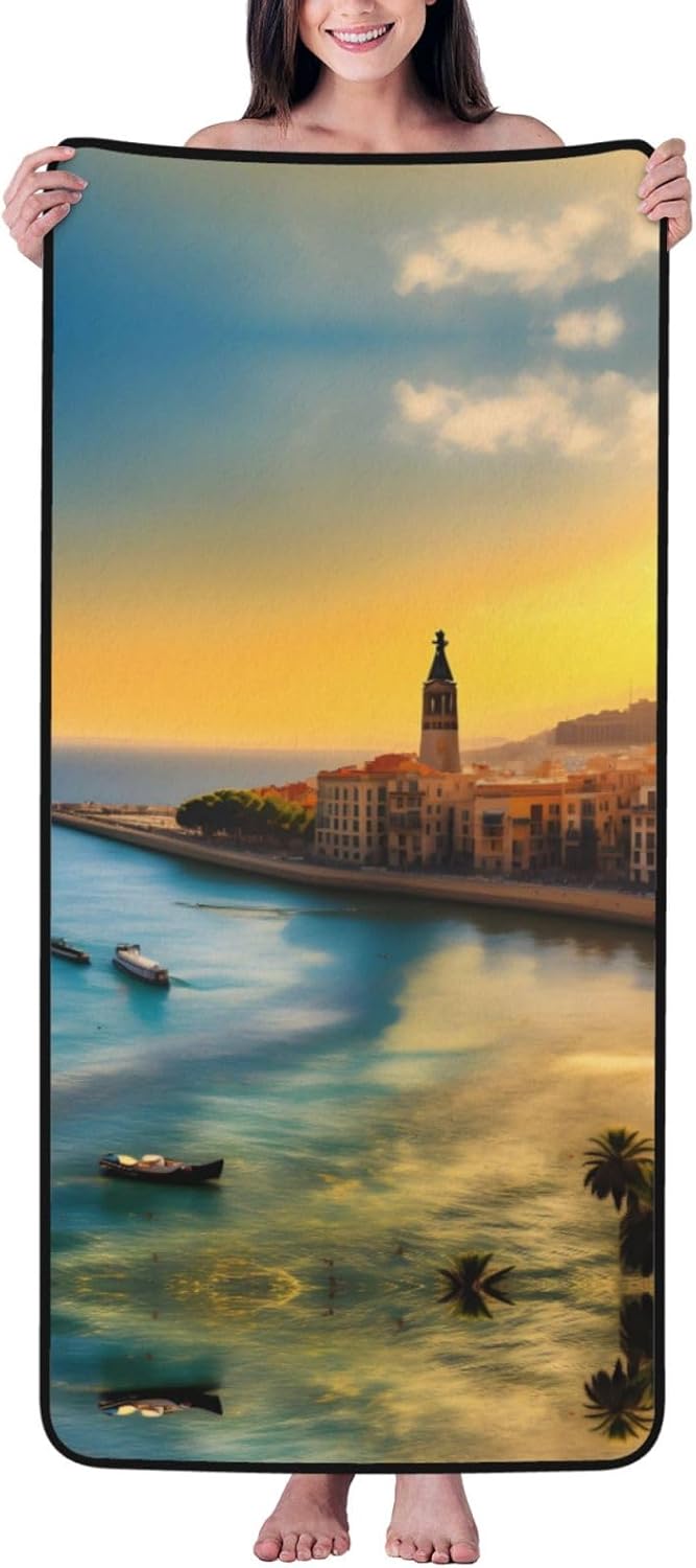 Sunset by The River Prints Coral Velvet Towel 27x55 in