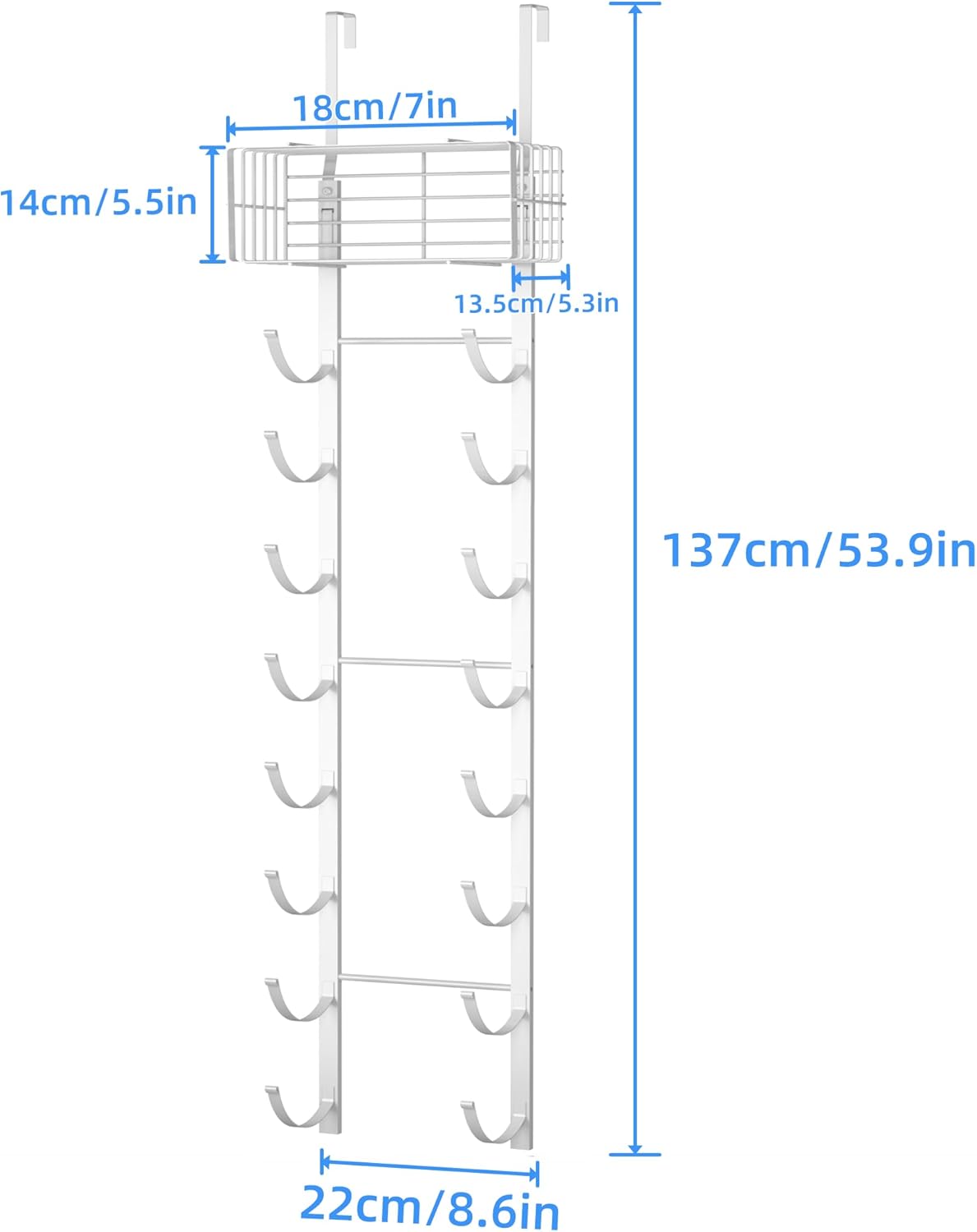 Moforoco White 9-Tier Over The Door Towel Racks
