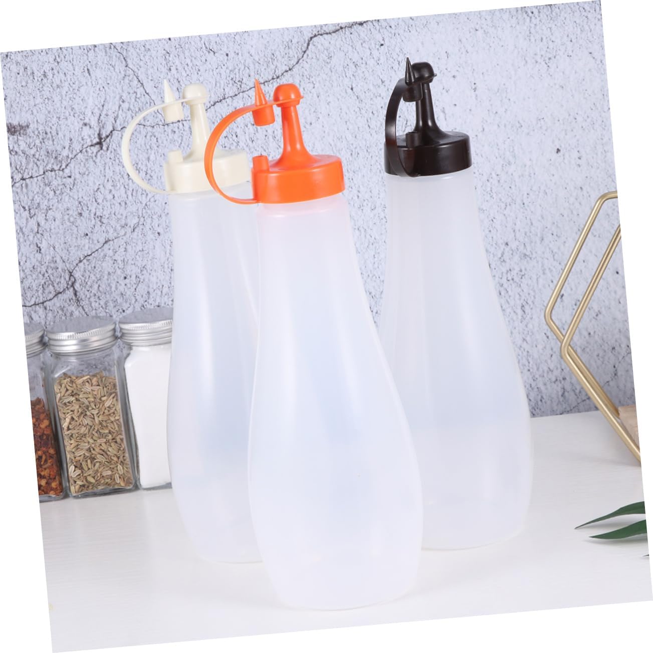 Cabilock 3-Pack Salad Dressing Squeeze Bottles Orange Kitchen Essentials