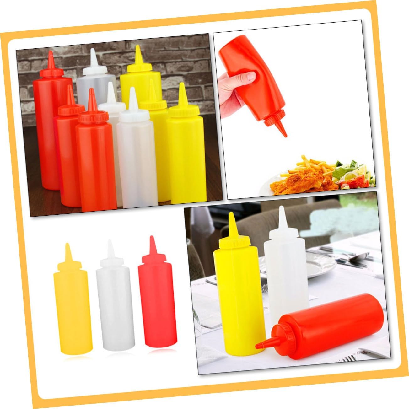 Squeeze Condiment Bottles Set for Ketchup Salad Dressing Mustard