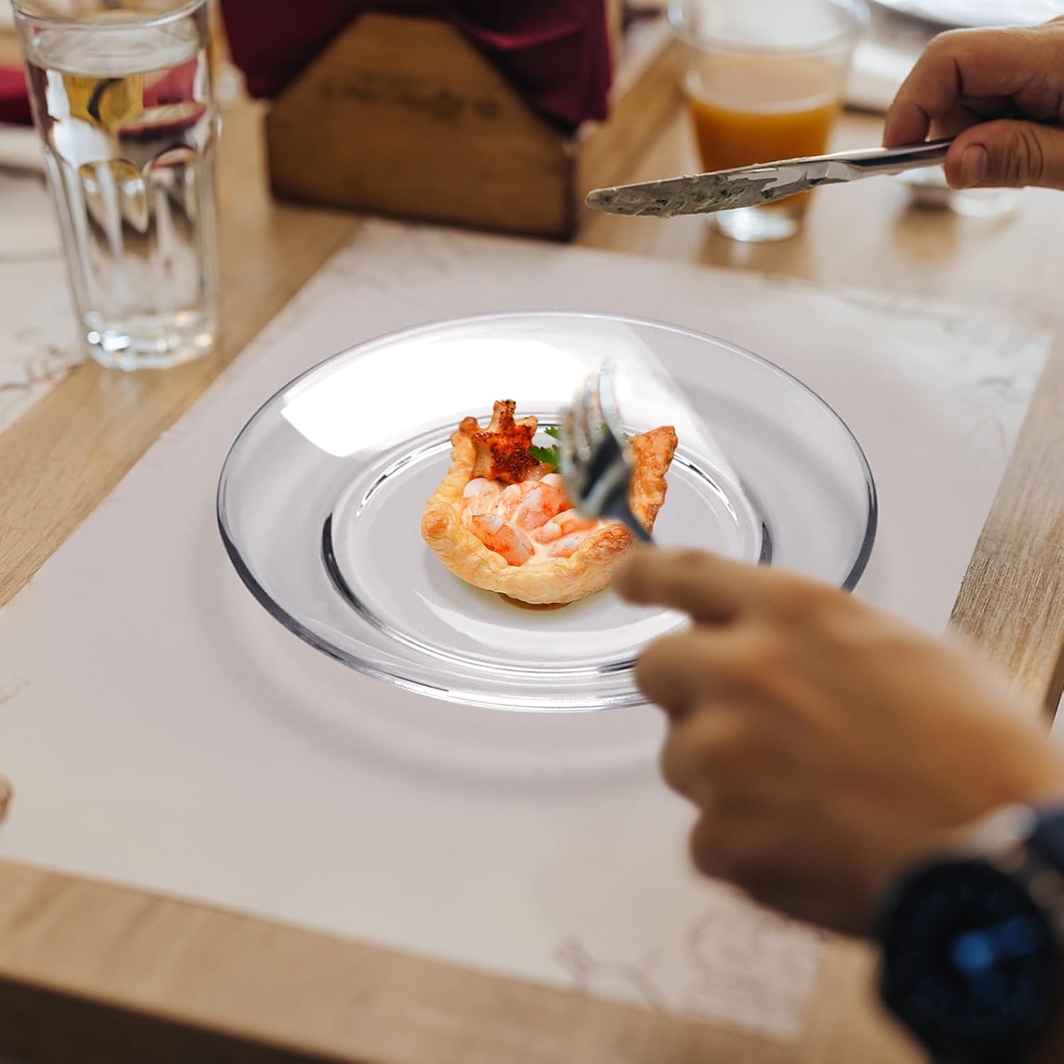 NATURAL GLASS PLATES CLEAR DINNER PLATE SET