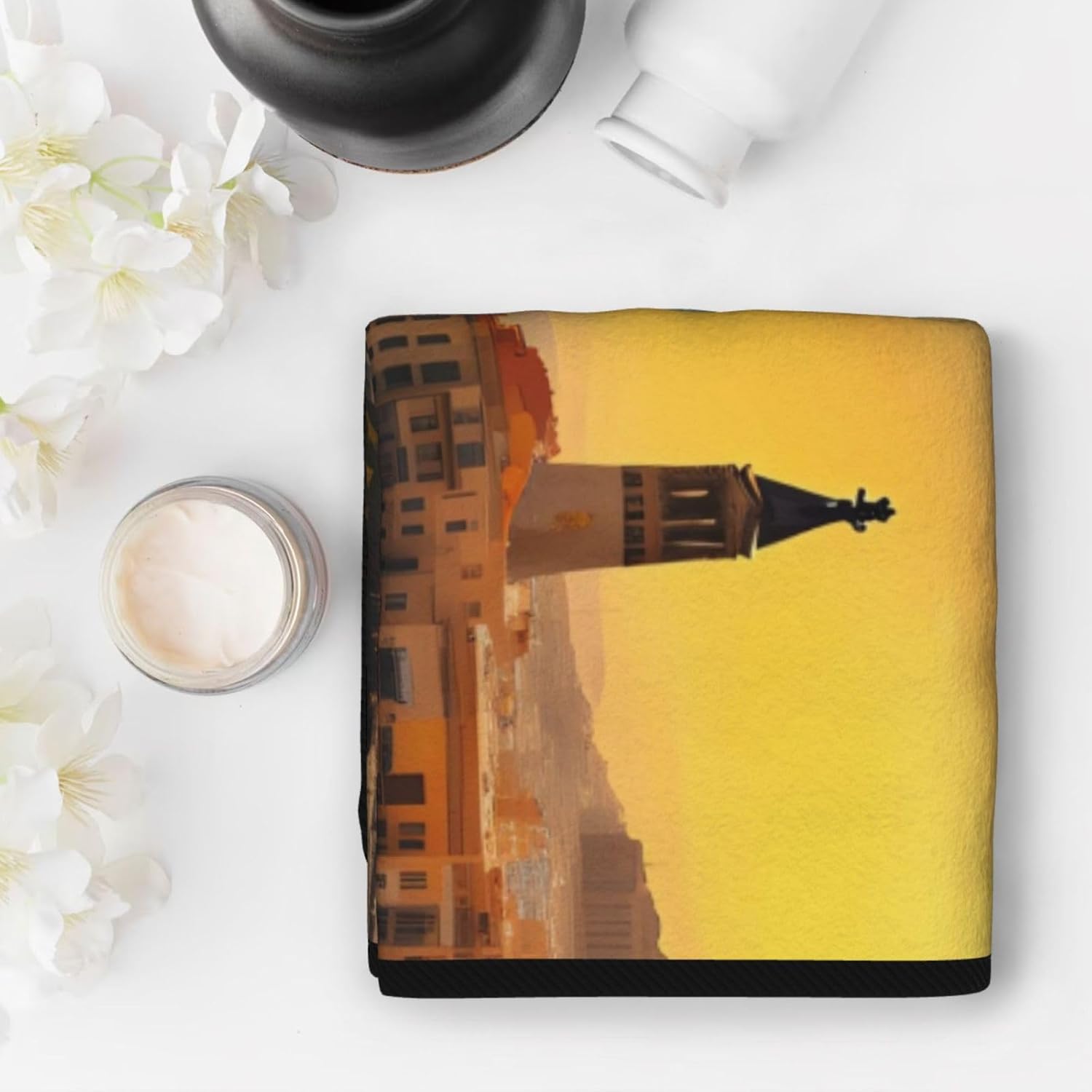 Sunset by the River Coral Velvet Towel 16x28in