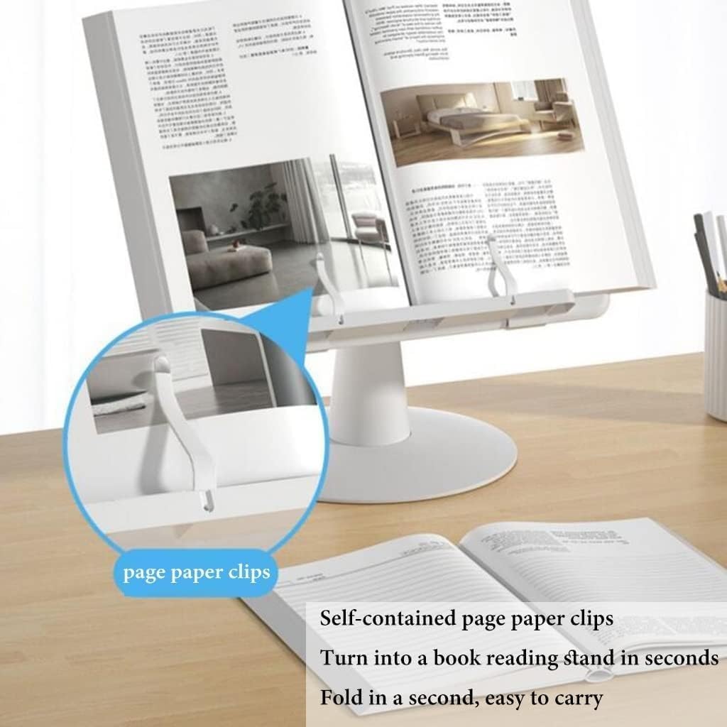 FaLkiN Adjustable Cookbook Stand Foldable Reading Holder for Desk and Kitchen