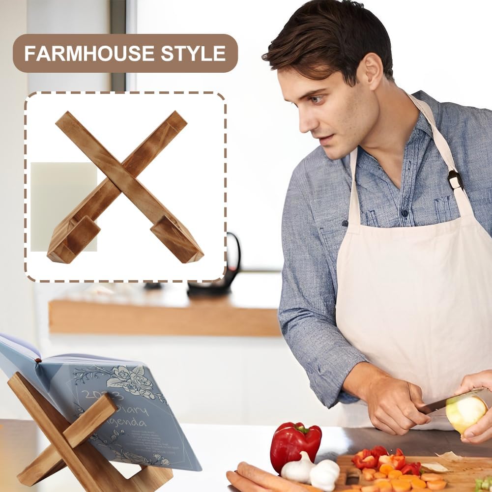Wooden Cookbook Stand with Farmhouse Style