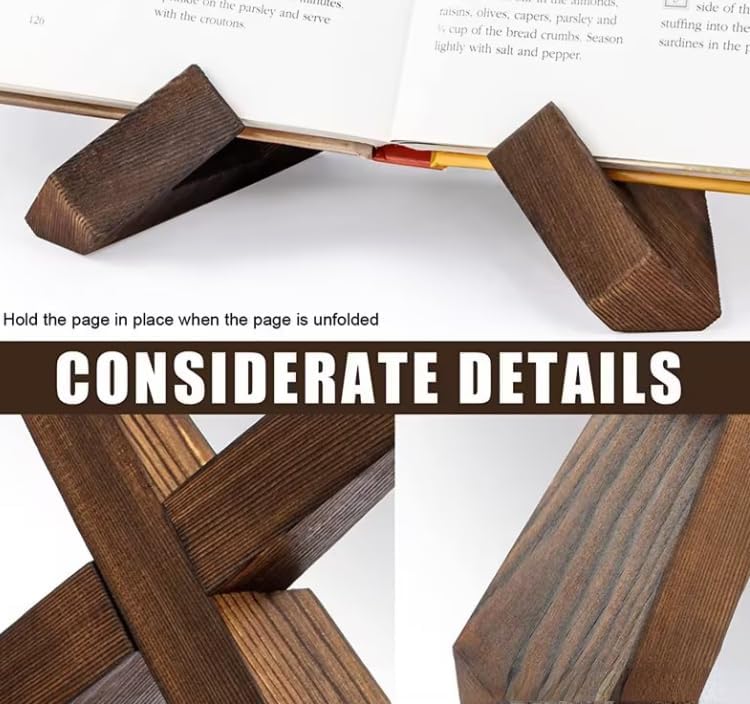 Elegant Distressed Wood Cookbook Stand for the Kitchen Counter
