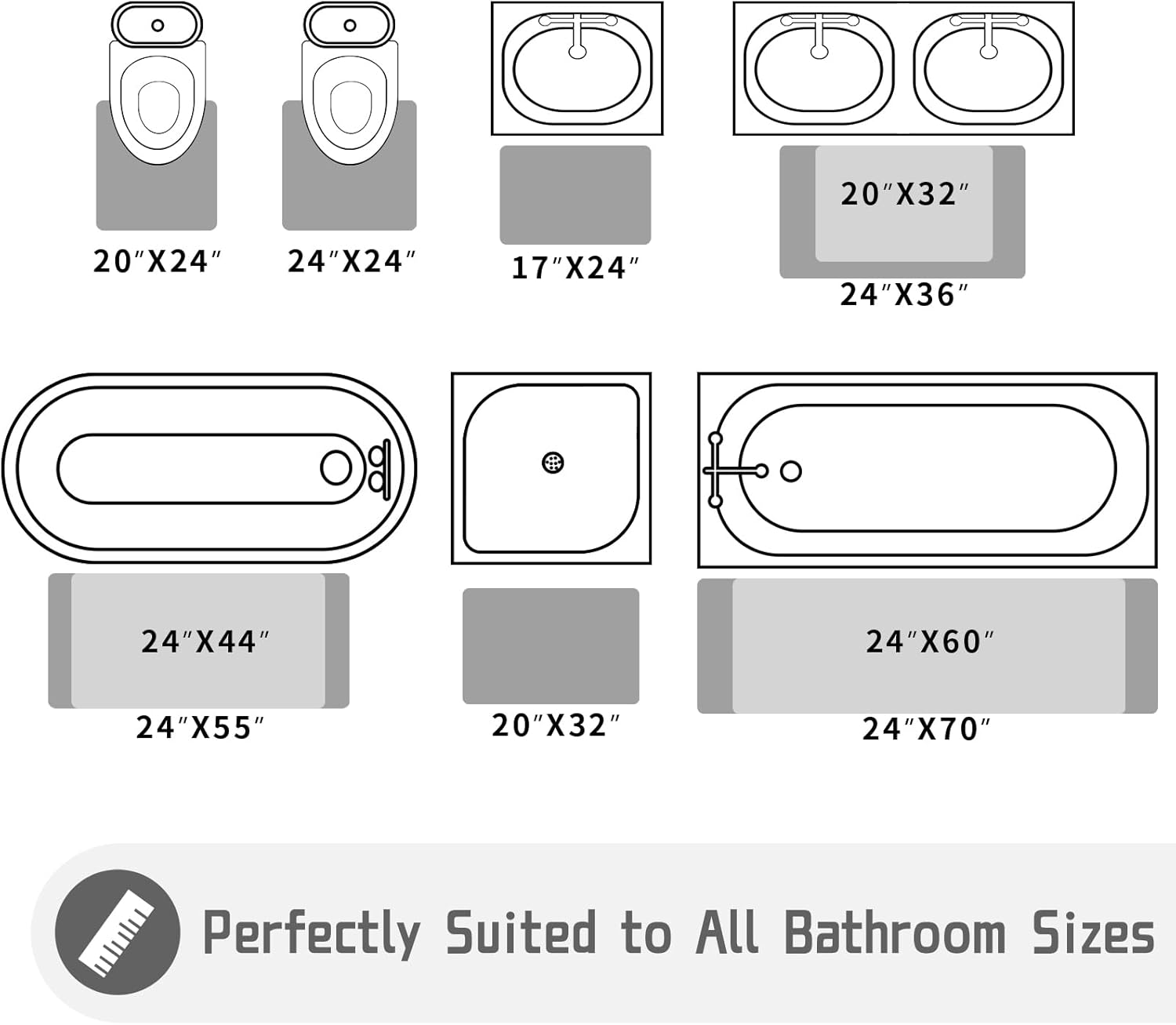Yimobra Luxury Bathroom Mat 44 X 24 Ultra-Soft Non-Slip Machine Washable