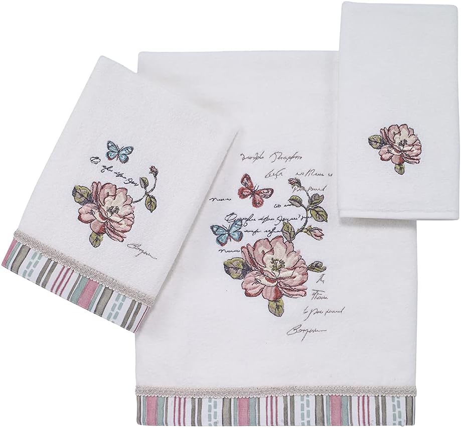 Avanti Linens - Soft and Luxurious 100 Cotton Bath Towel Butterfly Garden Collection