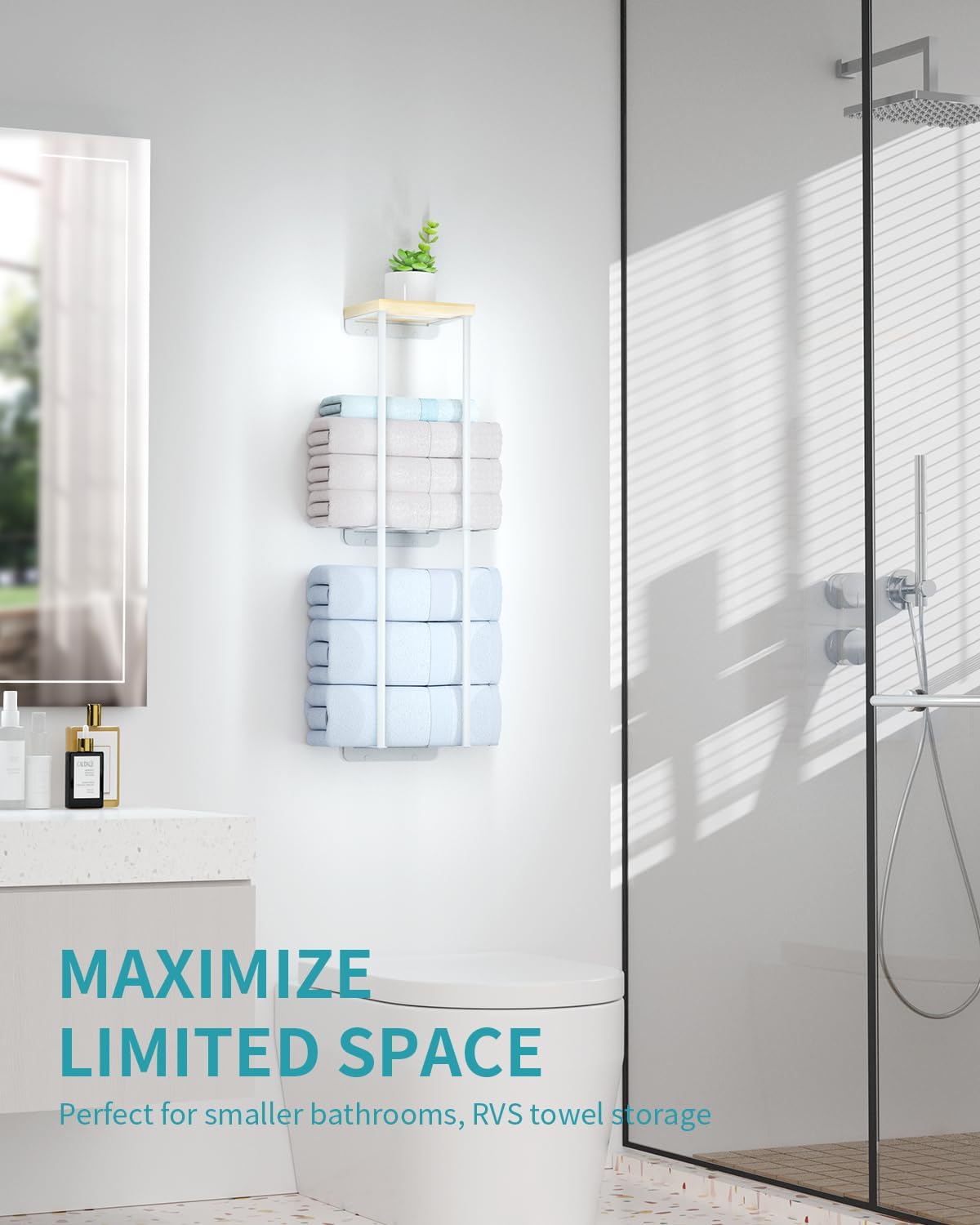 Anfeiden 2-Tier Wall Towel Organizer Durable Stylish