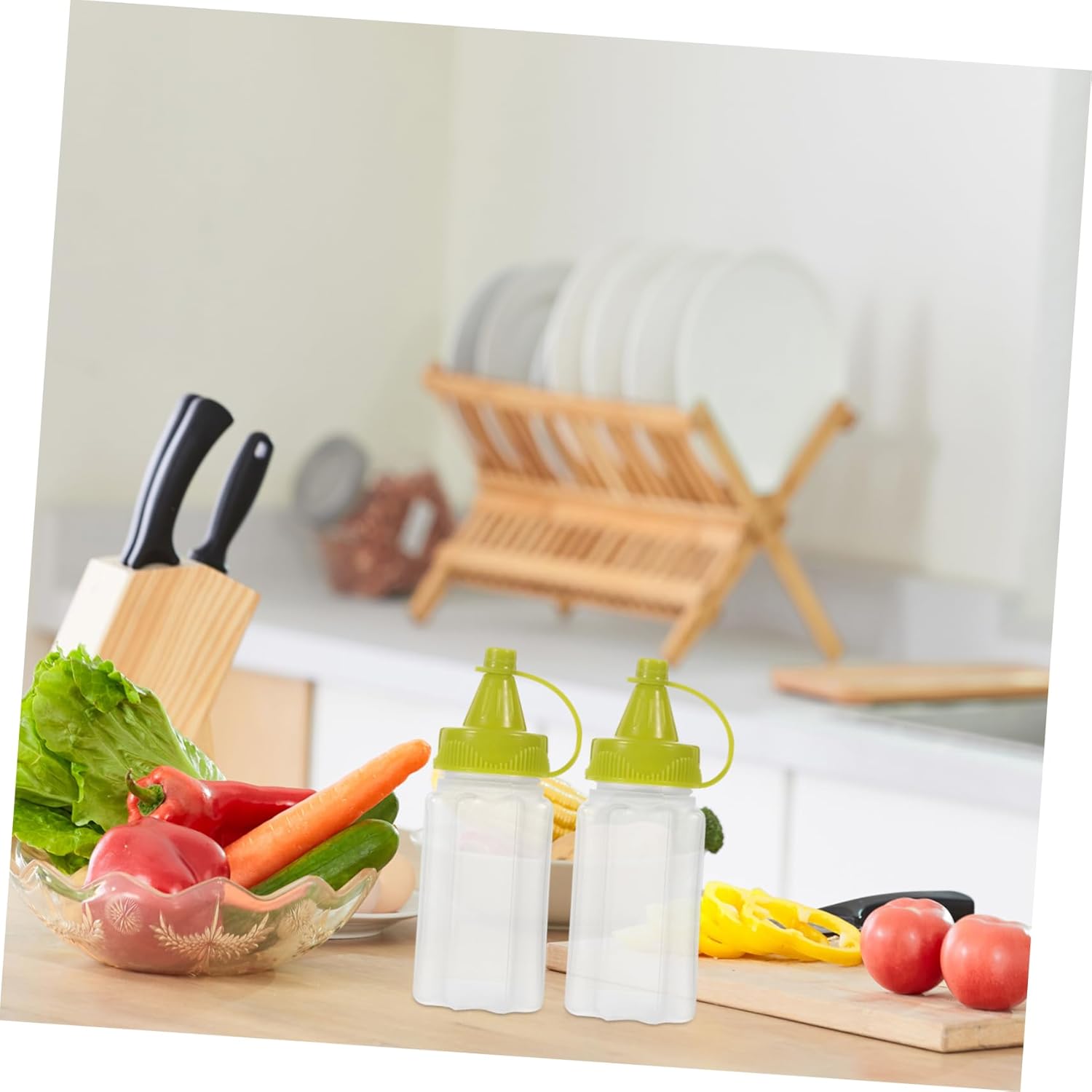 4 Pack Condiment Squeezing Bottles for Salad Dressing Olive Oil Mustard