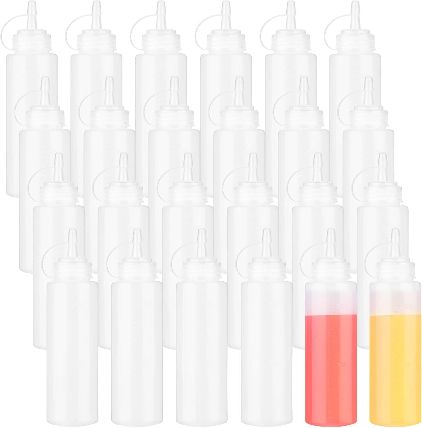 24 x 8oz Squeeze Bottles Twist-Top Leak-Proof Multipurpose Durable