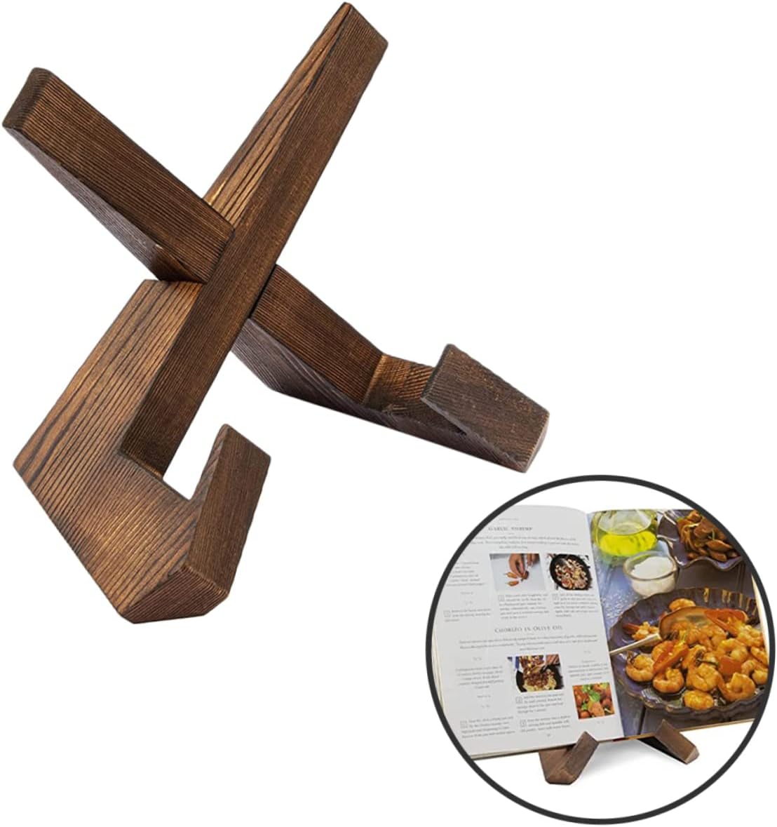 PRETYZOOM Elegant Wooden Recipe Stand for Kitchen Countertop