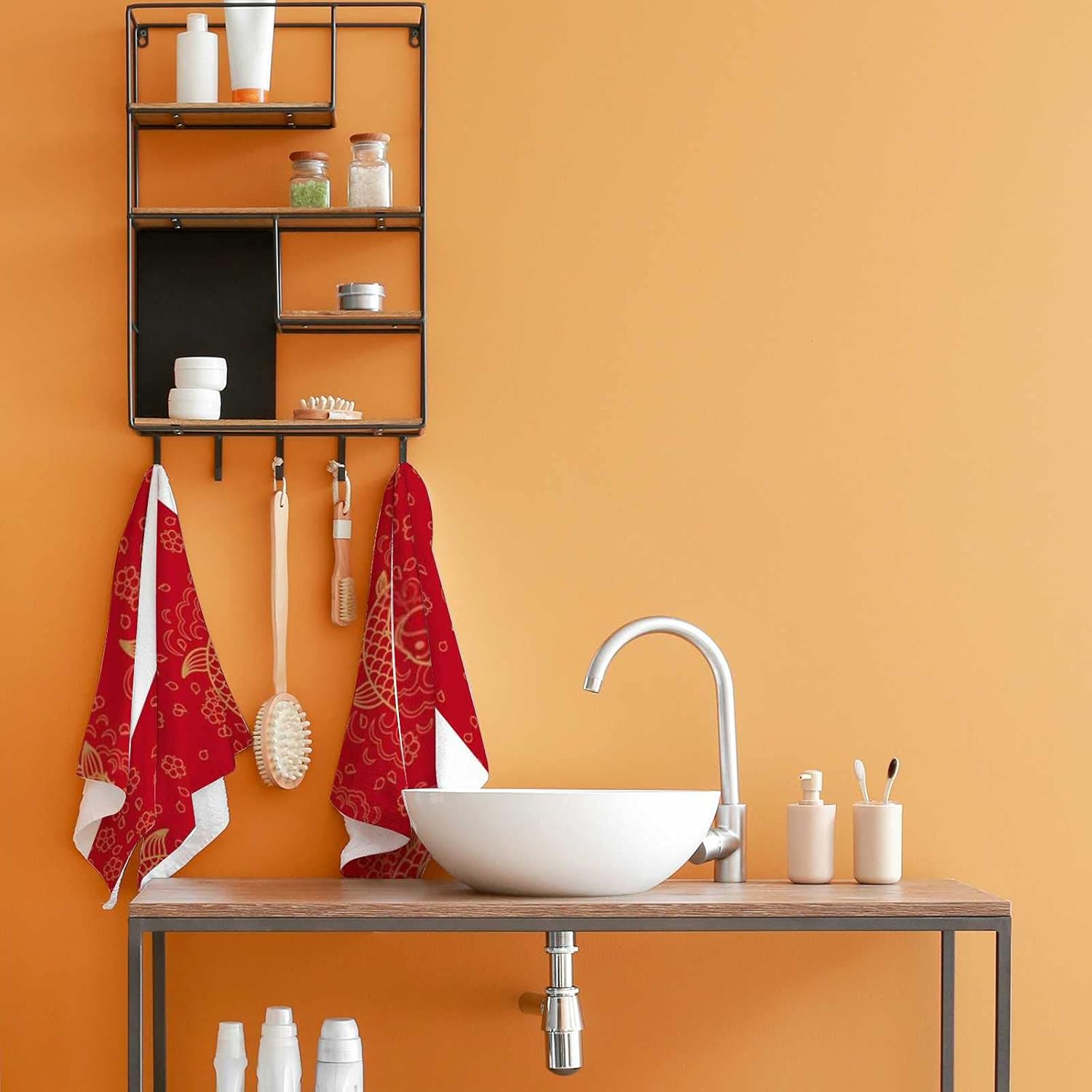 Rashu Ultra Soft bath towel set with Koi Fish pattern 30x15in