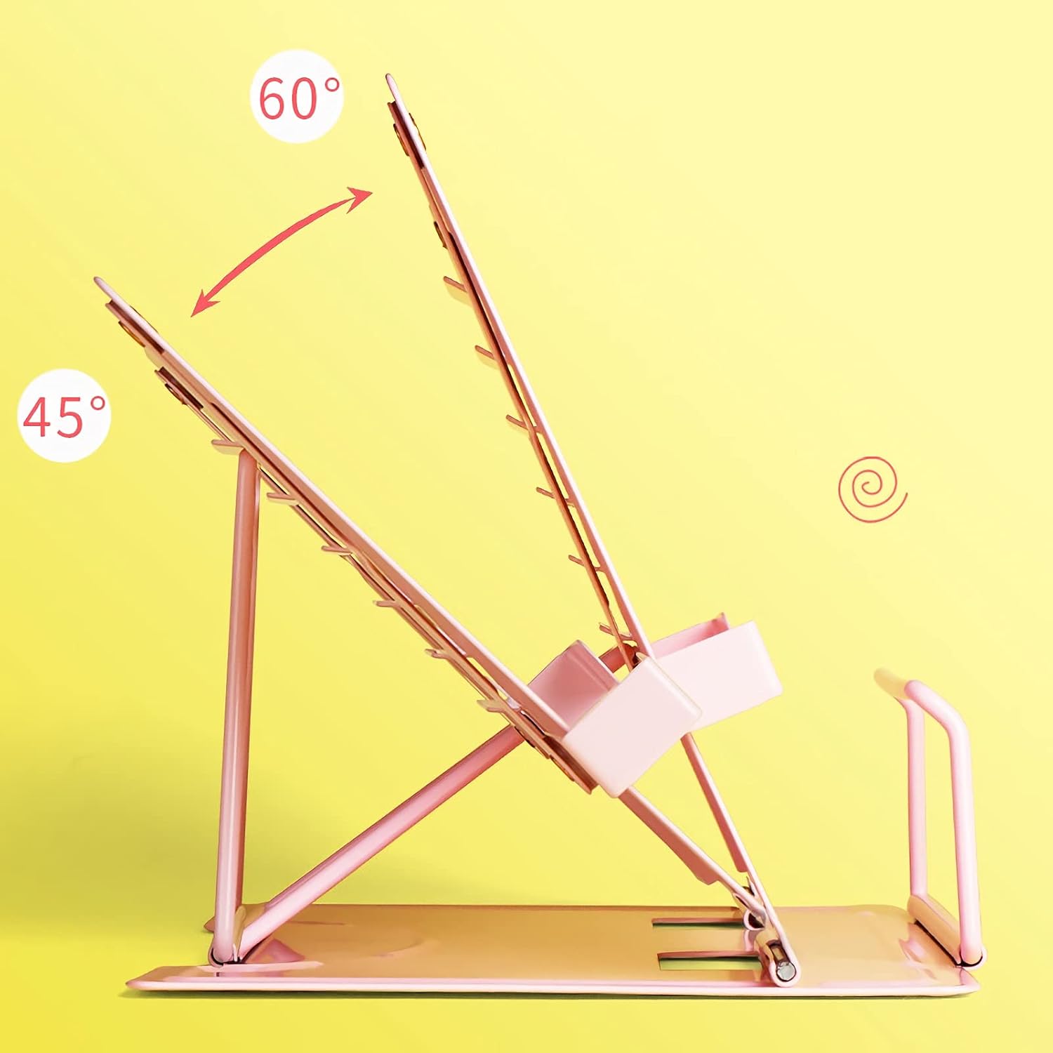 FOLDABLE Portable Metal Book Stand for Reading Writing Traveling - Pink