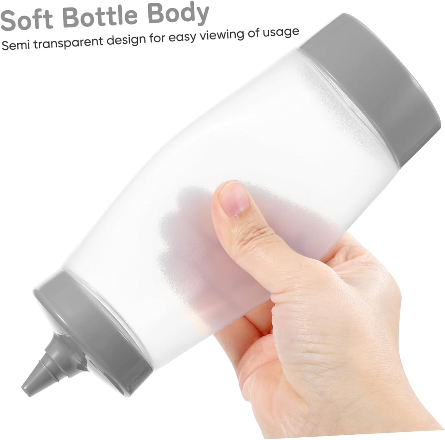 FELTECHELECTR Reusable Plastic Condiment Squeeze Bottle Grey