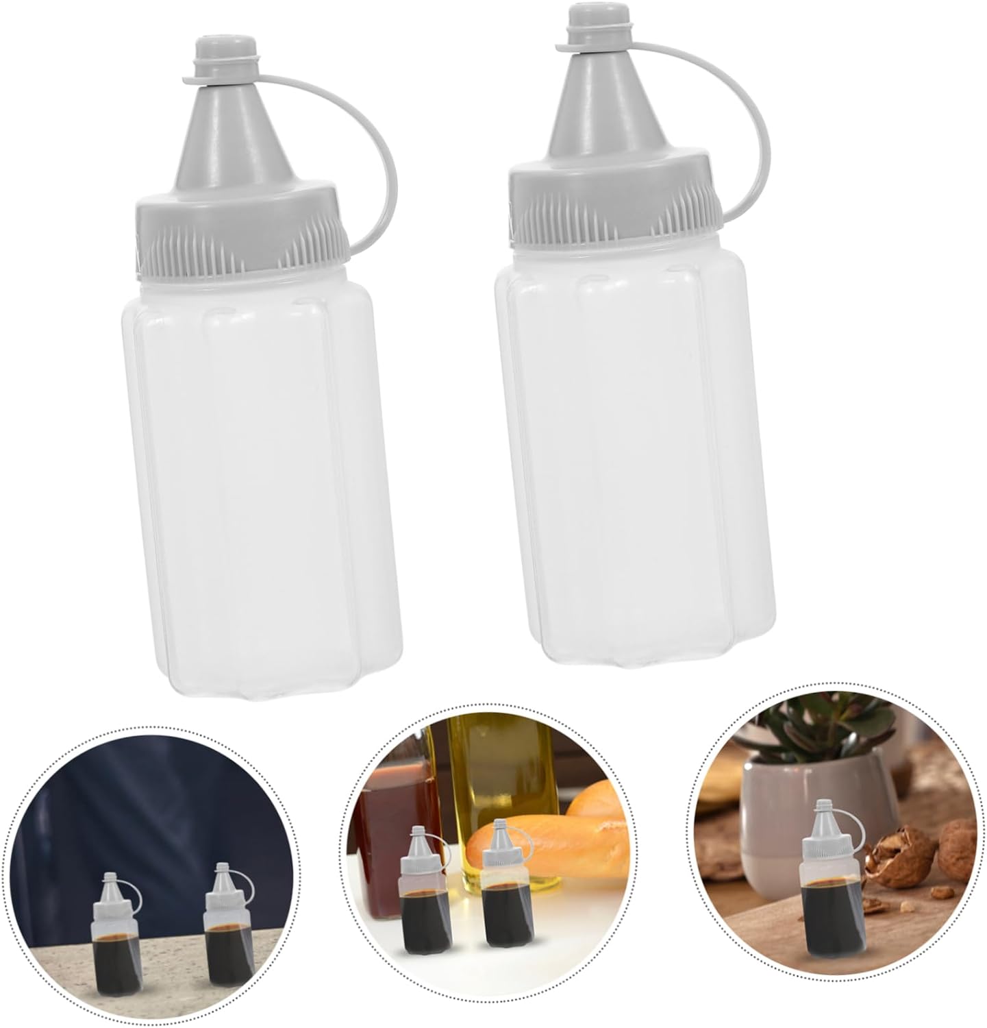 SHOWERORO 4pcs Reusable Condiment Squeeze Bottles