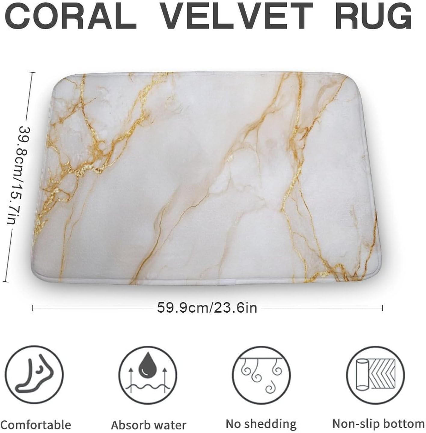 Pale Colours Marble Texture Bathroom Door Rug Mat