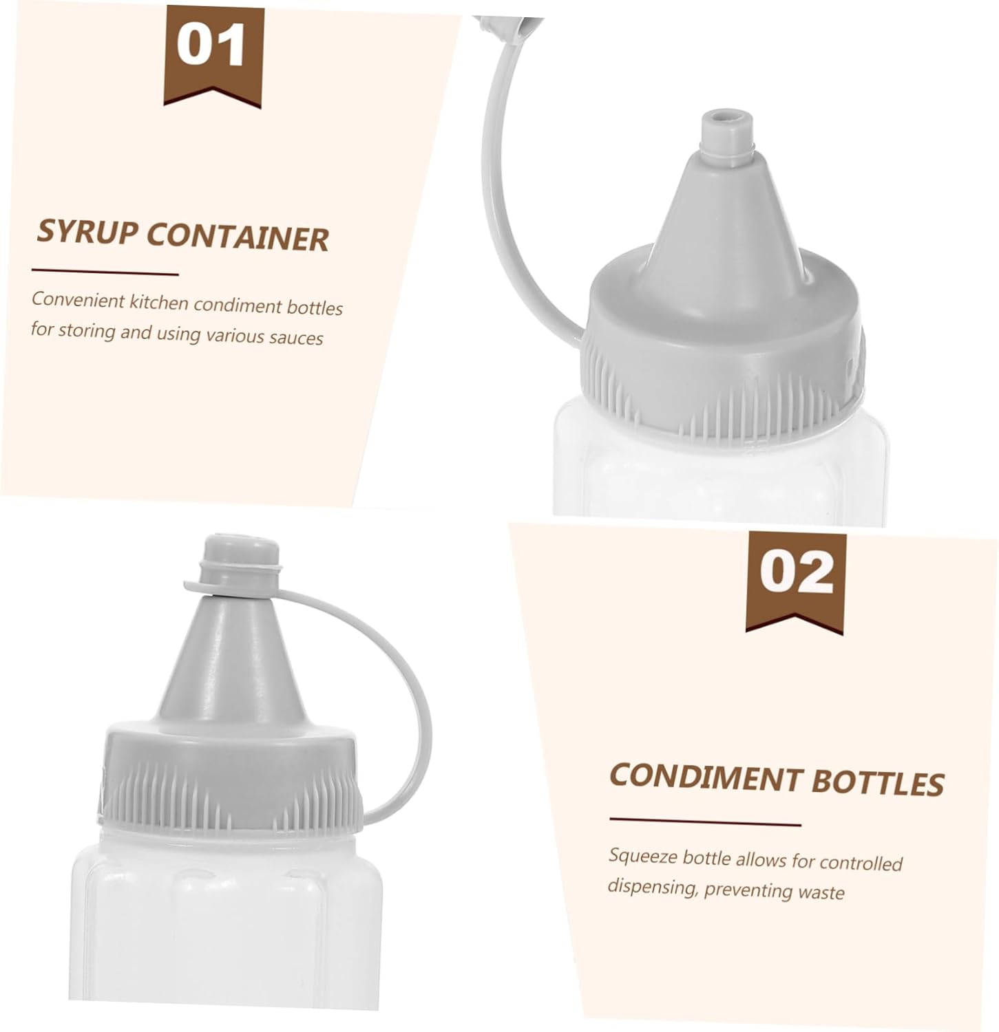 4PCS Portable Jam and Dressing Squeeze Bottles Condiment Dispenser Set Kitchen Essential