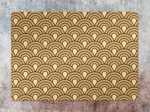Art Deco Beige Abstract Bath Mat