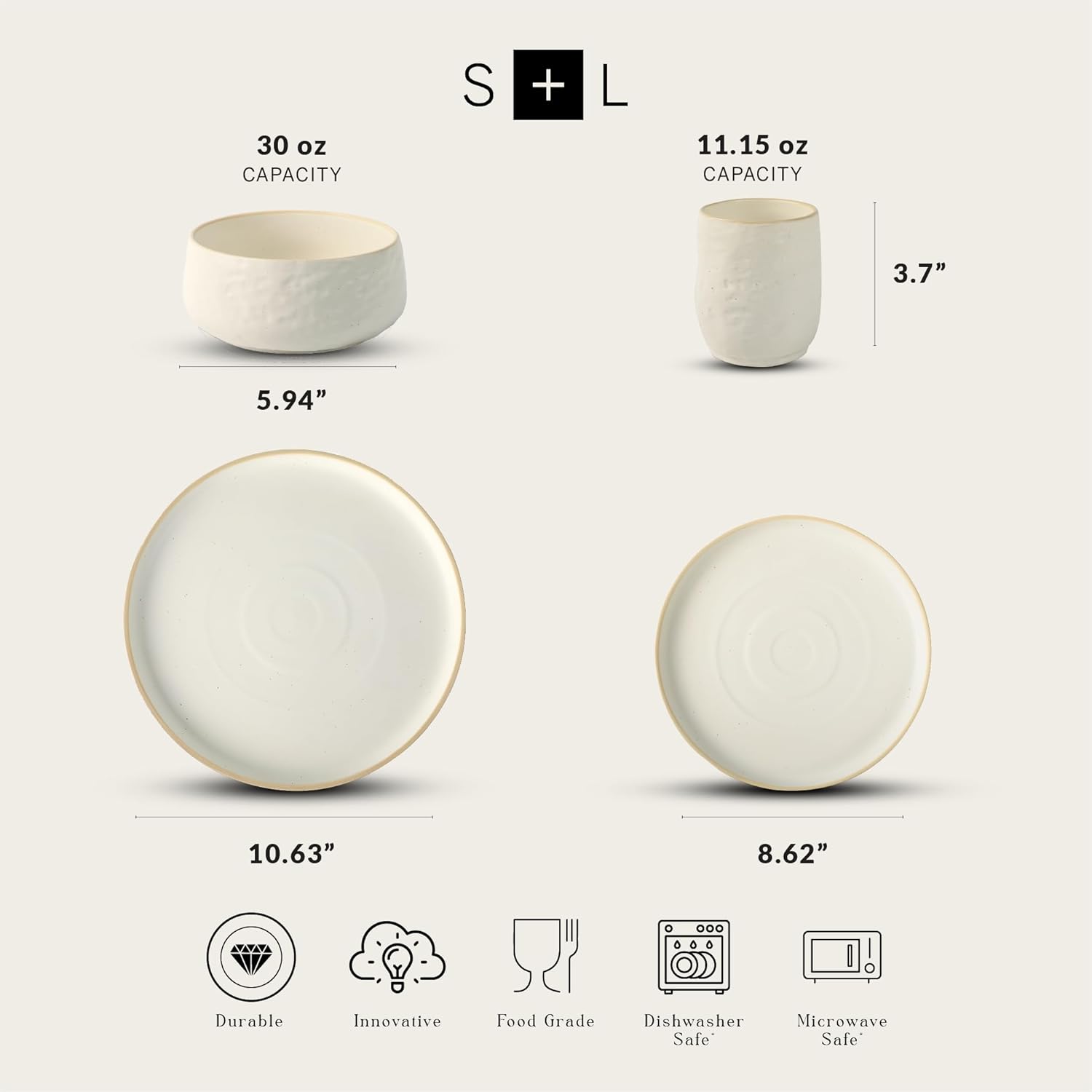 Stone by Mercer Project STONETWARE DISHWARE SET FOR 8