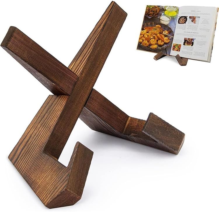 Elegant Distressed Wood Cookbook Stand for the Kitchen Counter