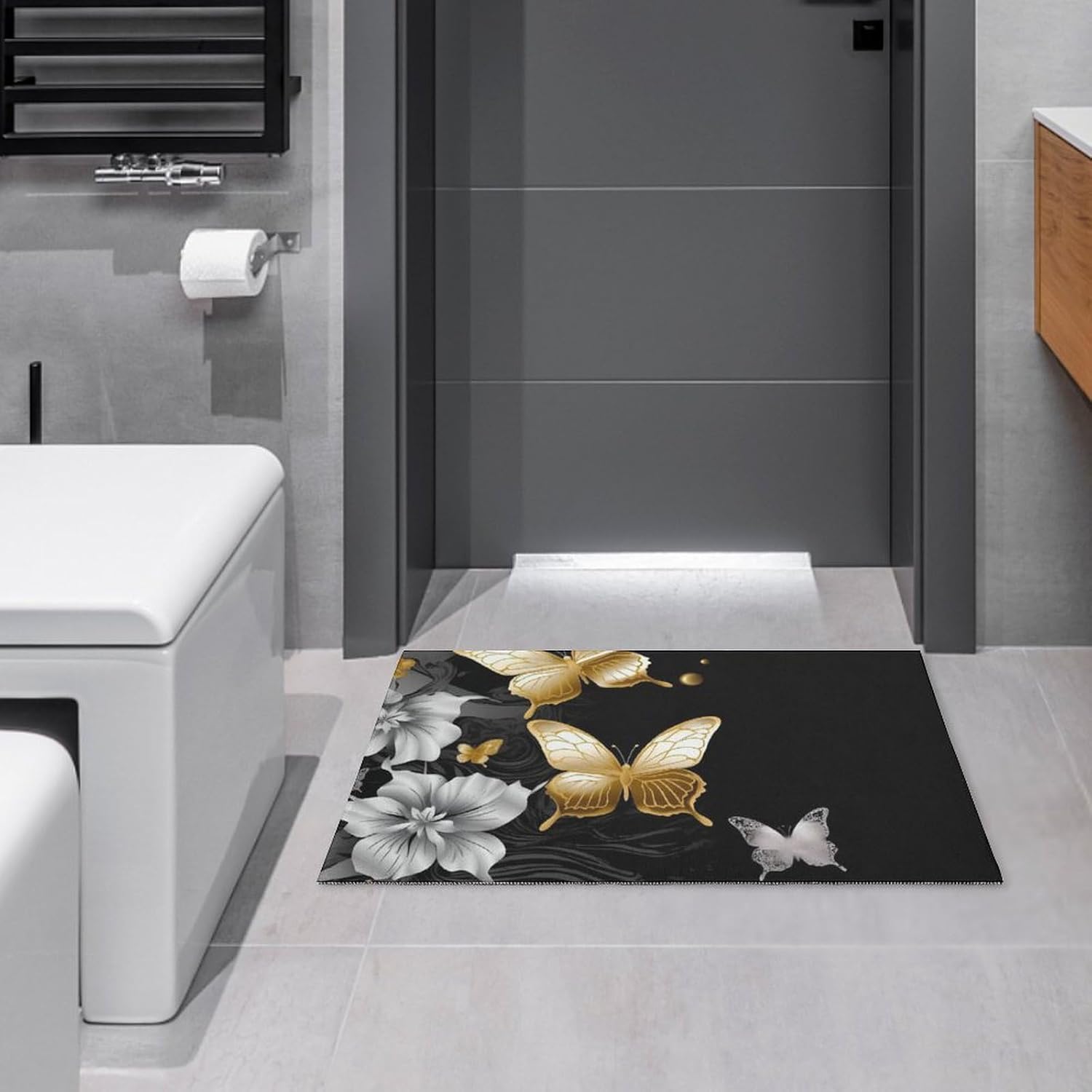 Durable Gold White Bath Mat 236x157 Incher