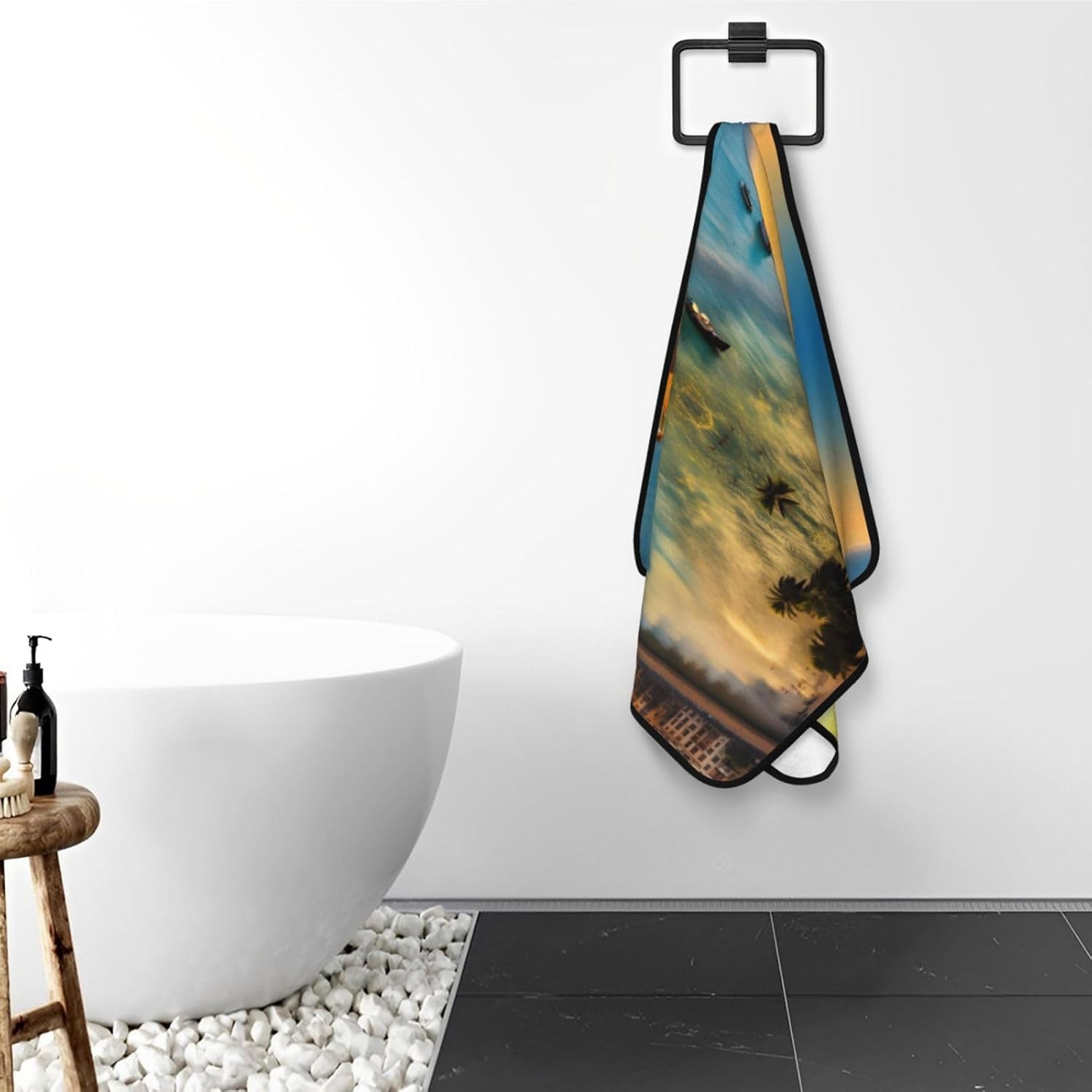 Sunset by the River Soft Comfy 27x55 Velvet Towel for Home Travel