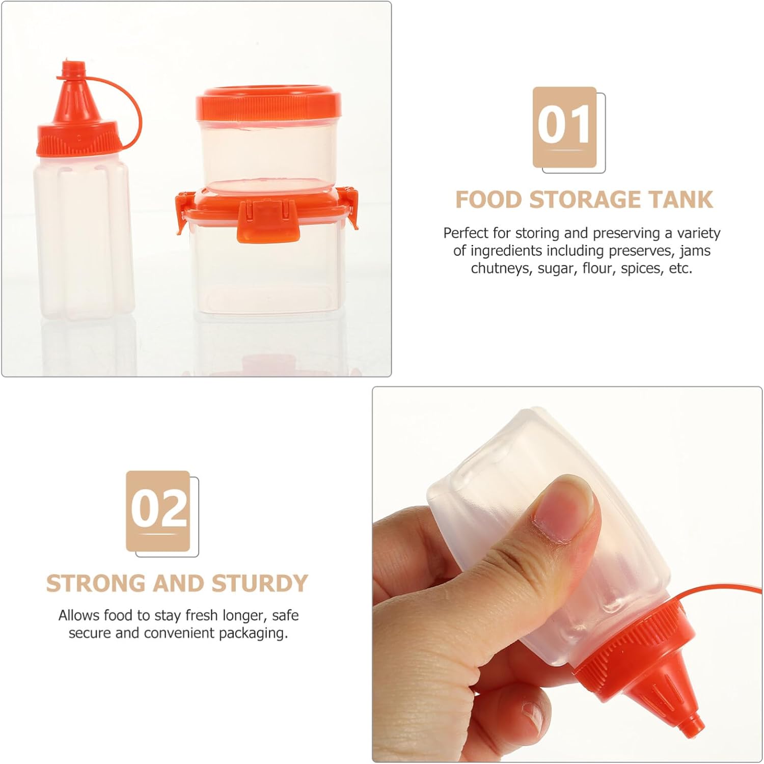 Luxshiny 12Pc Condiment Squeeze Bottle Set Red