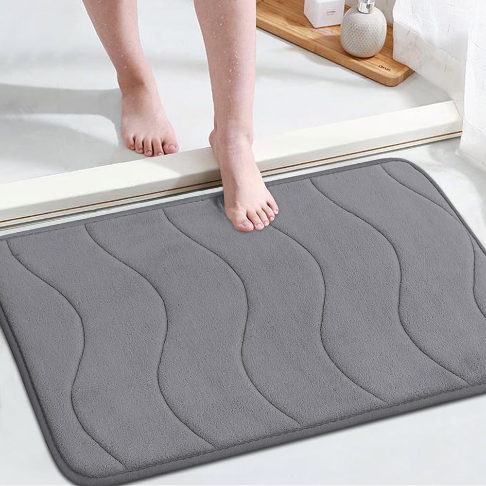 Flamingo P Memory Foam Bath Mat 24x17 Grey